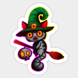 Cat witch with outline Sticker